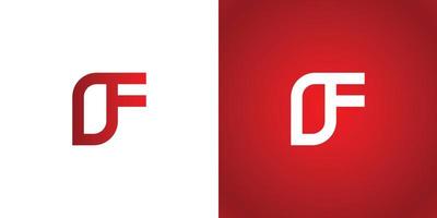 Letter O F logo design template on white and red background vector