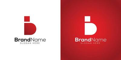 Letter b D logo design template on white and red background vector