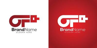 Letter O F drilling machine icon logo design template on white and red background vector