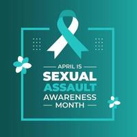 Sexual assault awareness month background or banner design template with ribbon. Vector illustration.