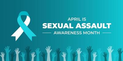 Sexual assault awareness month background or banner design template with ribbon. Vector illustration.