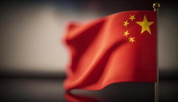 Chinese flag with blurred background photo