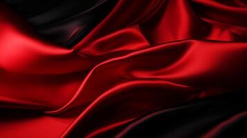 Abstract silk pattern in black and red, with subtle highlights and a textured finish, moody and dark. luxurious red and black satin texture photo