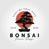 bonsai logo design silhouette icon vector