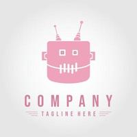 cute pink monster robot vector illustration logo design