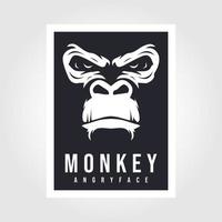 enojado mono. mono cabeza logo vector