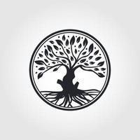 raíz de la ilustración del logotipo del árbol. vector silueta de un árbol.