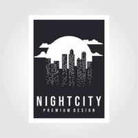 noche ciudad vector ilustración. noche paisaje urbano en plano estilo