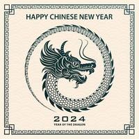 Happy Chinese new year 2024 Dragon Zodiac sign vector