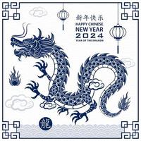 feliz año nuevo chino 2024 dragón signo del zodiaco vector