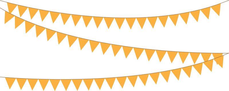 Multicolored bright buntings flags garlands isolated on white background. Bunting and party flag vector illustration