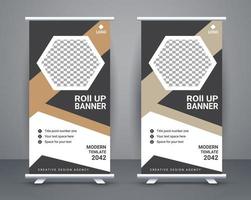 Modern roll up banner design stand template design free vector