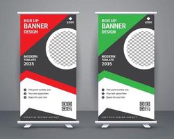 Modern roll up banner design stand template design free vector