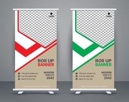 Modern roll up banner design stand template design free vector