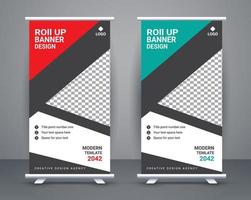 Modern roll up banner design stand template design free vector