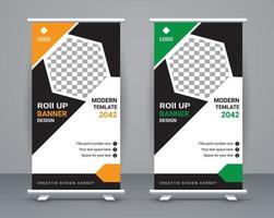 Modern roll up banner design stand template design free vector