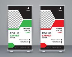 Modern roll up banner design stand template design free vector