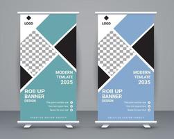 Modern roll up banner design stand template design free vector