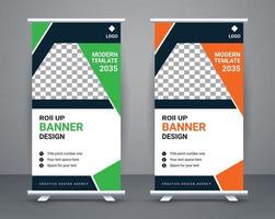 Modern roll up banner design stand template design free vector