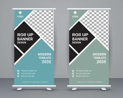 Modern roll up banner design stand template design free vector