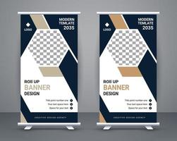 Modern roll up banner design stand template design free vector