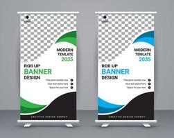 Modern roll up banner design stand template design free vector