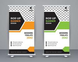 Modern roll up banner design stand template design free vector