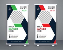 Modern roll up banner design stand template design free vector