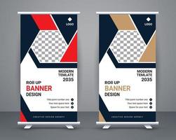 Modern roll up banner design stand template design free vector