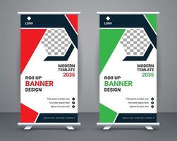 Modern roll up banner design stand template design free vector