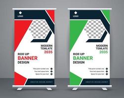 Modern roll up banner design stand template design free vector