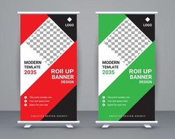 Modern roll up banner design stand template design free vector