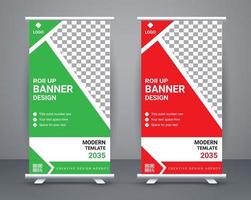 Modern roll up banner design stand template design free vector