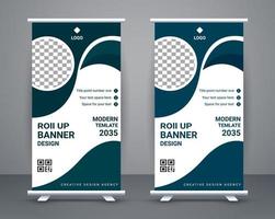 Modern roll up banner design stand template design free vector