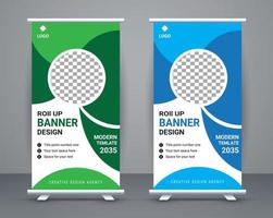 Modern roll up banner design stand template design free vector