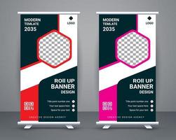 Modern roll up banner design stand template design free vector