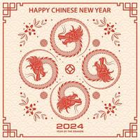 Happy Chinese new year 2024 Dragon Zodiac sign vector