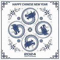 Happy Chinese new year 2024 Dragon Zodiac sign vector