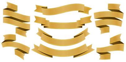 Yellow Gold Twirl Paper Streamer Set Stock Vector (Royalty Free