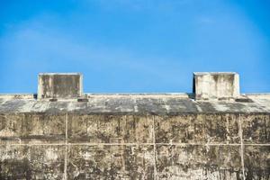 old wall of building against blue sky photo