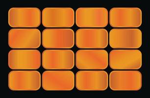 A black background with orange squares and the gold gradient color swatch color pantone vector