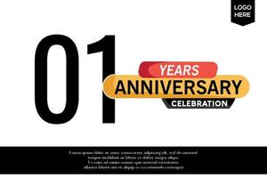 01st  anniversary celebration logotype black yellow colored with text in gray color isolated on white background vector template design