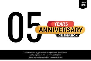 05th anniversary celebration logotype black yellow colored with text in gray color isolated on white background vector template design