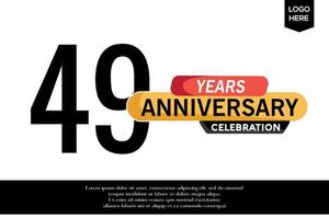 49th anniversary celebration logotype black yellow colored with text in gray color isolated on white background vector template design