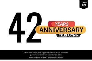 42nd anniversary celebration logotype black yellow colored with text in gray color isolated on white background vector template design