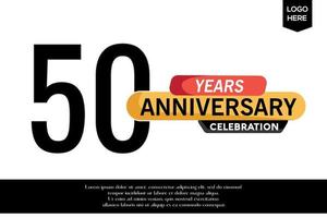 50 aniversario celebracion logotipo negro amarillo de colores con texto en gris color aislado en blanco antecedentes vector modelo diseño