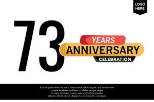 73rd anniversary celebration logotype black yellow colored with text in gray color isolated on white background vector template design