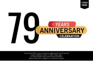 79th anniversary celebration logotype black yellow colored with text in gray color isolated on white background vector template design