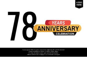 78th anniversary celebration logotype black yellow colored with text in gray color isolated on white background vector template design