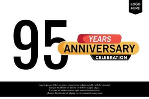 95º aniversario celebracion logotipo negro amarillo de colores con texto en gris color aislado en blanco antecedentes vector modelo diseño